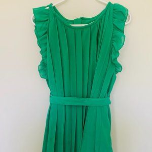 Vintage Pleated Emerald Green Dress